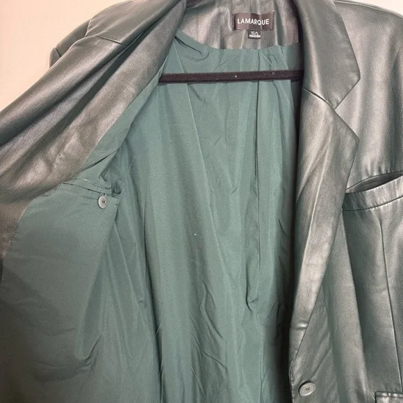 Lamarque Galia Blazer Dress Jacket Feather Trim Dark Jade XS/S - Picture 5 of 10